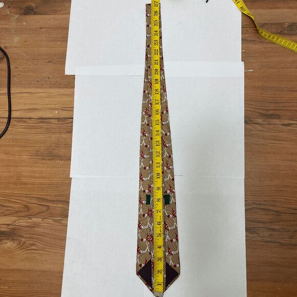 Tom James Men's Golf Tie 100% Silk Gold Houndstooth Pattern - Picture 6 of 7